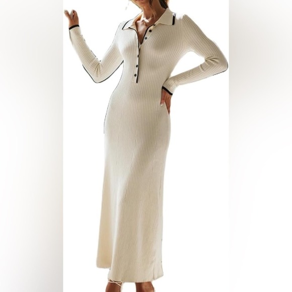 Commense Dresses & Skirts - REVOLVE & ANTHROPOLOGIE lovers COMMENSE ribbed knit maxi dress w collar M